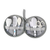 BABYPFLEGESET 1024029 grau Edelstahl, 8-teilig, Sauger, Baby Hygiene Set 8-tlg, Fingerzahnbürste - Grau, Metall (4/15cm) - Lorelli