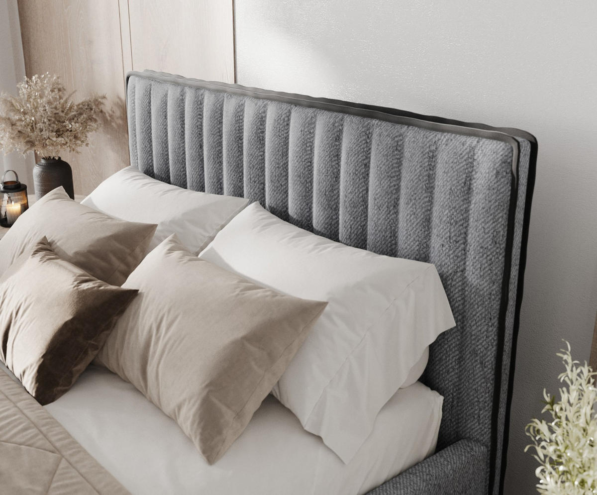 POLSTERBETT Aria 160/200 cm Grau im Neve Stoff - Naturfarben/Grau, Holz/Holzwerkstoff (160/200cm) - AltaBeds