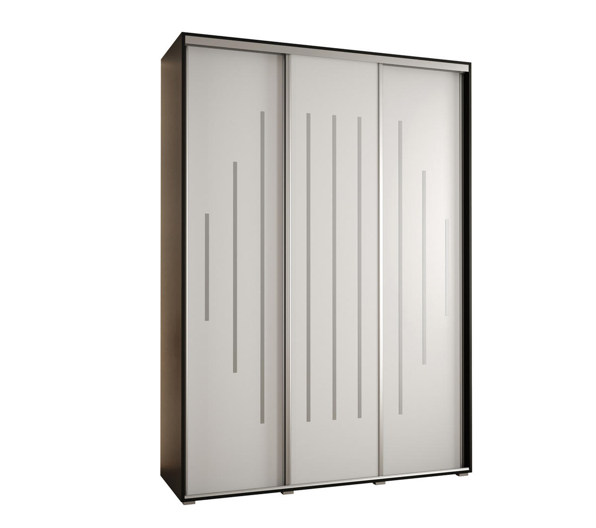 SCHWEBETÜRENSCHRANK 235,2/180/45 3-türig - Silberfarben/Schwarz, Holz/Metall (180/235/45cm) - Abiks Möbel