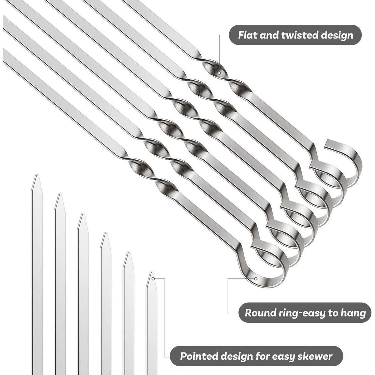 GRILLSPIESSE 6-teiliges Set Edelstahl mit Halterung - Silberfarben, Metall (8.2/5.5/42.2cm)