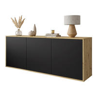 KOMMODE SANAYI Hängend Eiche Artisan/Mattschwarz - Schwarz, Holzwerkstoff (153.9/60/39.6cm) - Lookway