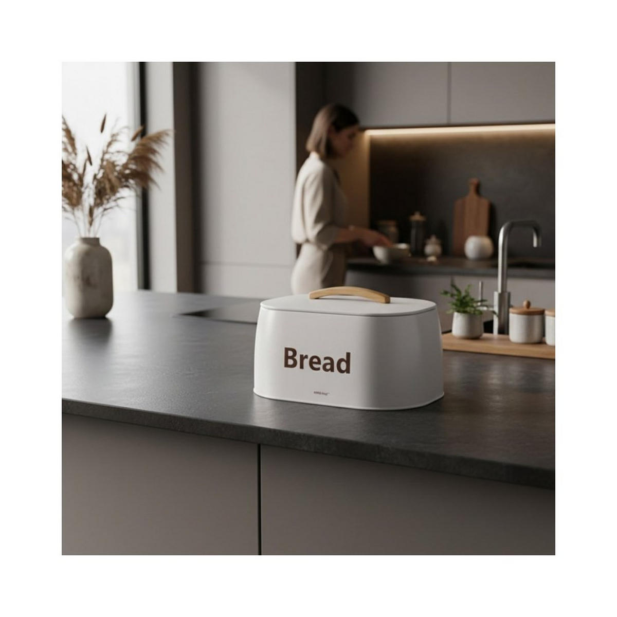 BROTKASTEN Weiß 34/24/18.5 cm 63011 - Weiß, Metall (24/18.5/34cm) - Kinghoff 