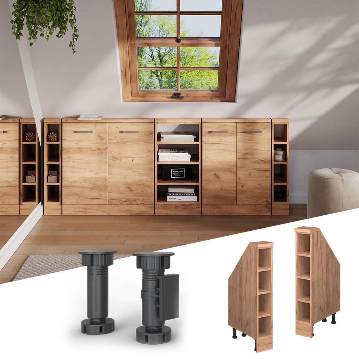 SKŘÍŇ POD ŠIKMOU STŘECHU Rion Zlatý mocný dub - medově dubová, kompozitní dřevo (15/81.6/46cm) - Vicco