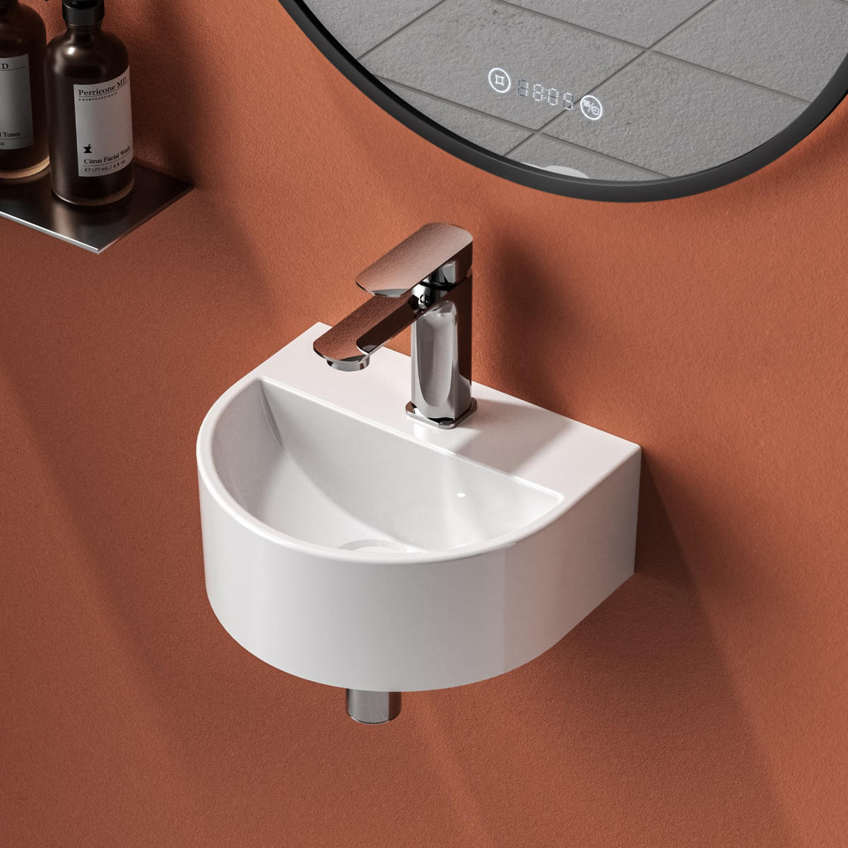 WASCHBECKEN U-förmig Wandmontage Glänzend Weiß 30,3 / 25,5 / 12 cm - Weiß, Keramik (25.5/12/30.3cm) - EMKE