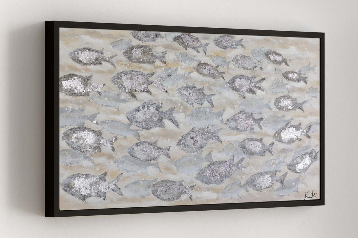 ACRYLBILD HANDGEMALT 120/60 cm - Beige/Grau, Holz/Textil (120/60cm) - KUNSTLOFT