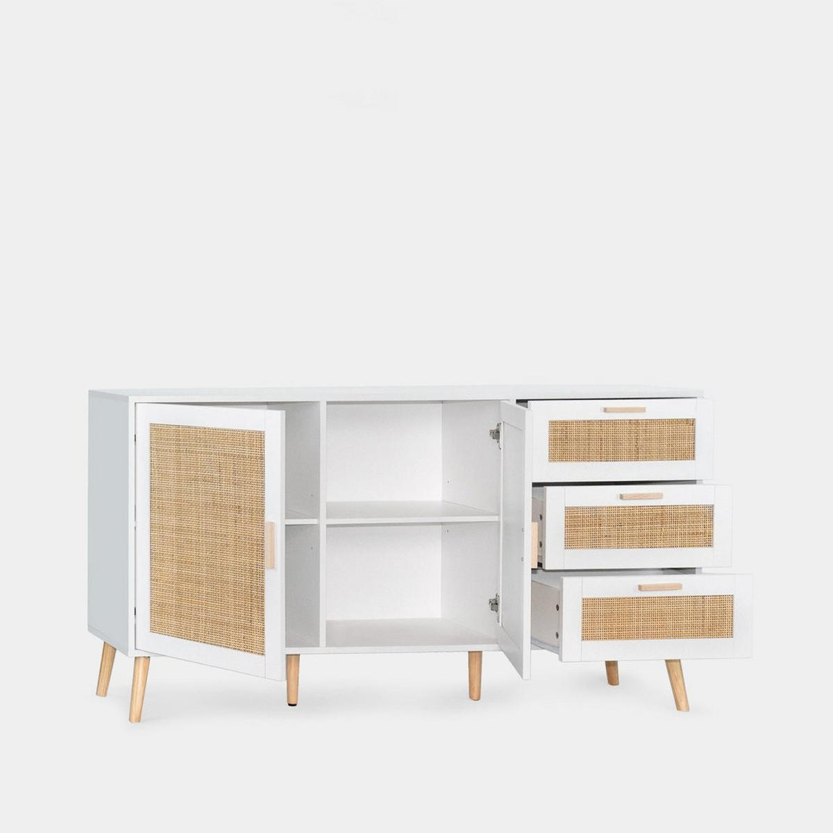 ANRICHTE NIEDRIGE Tahiti Weiß 148 cm x 79 cm - Weiß, Holzwerkstoff (148/79/40cm) - Klast Home