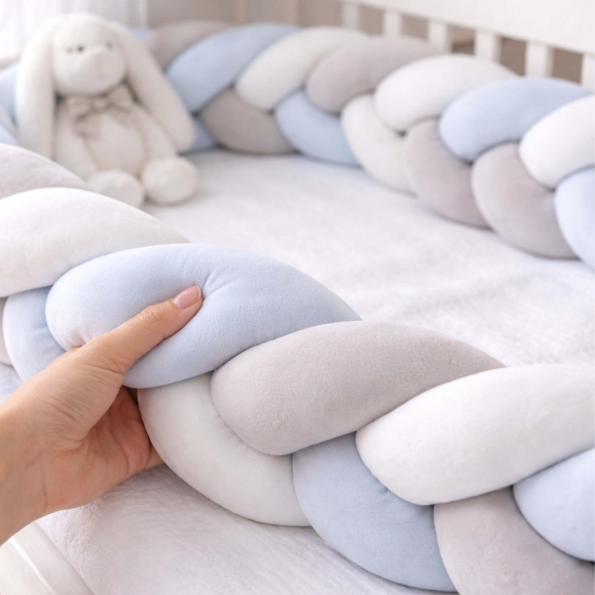 MANTINEL Šedo modrý pletený 220 cm - různobarevná/světle modrá, textil/plast (10/220cm) - Relaxdays