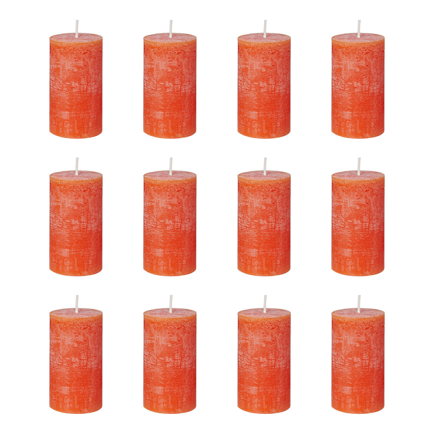 STUMPENKERZE (12er Set) Rustic - Orange, Paraffin (13cm) - Butlers