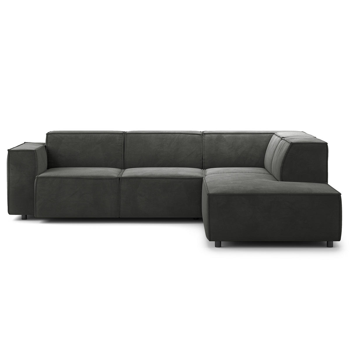 ECKSOFA mit Ottomane - Schwarz/Grau, Kunststoff/Textil (260/234cm) - home24