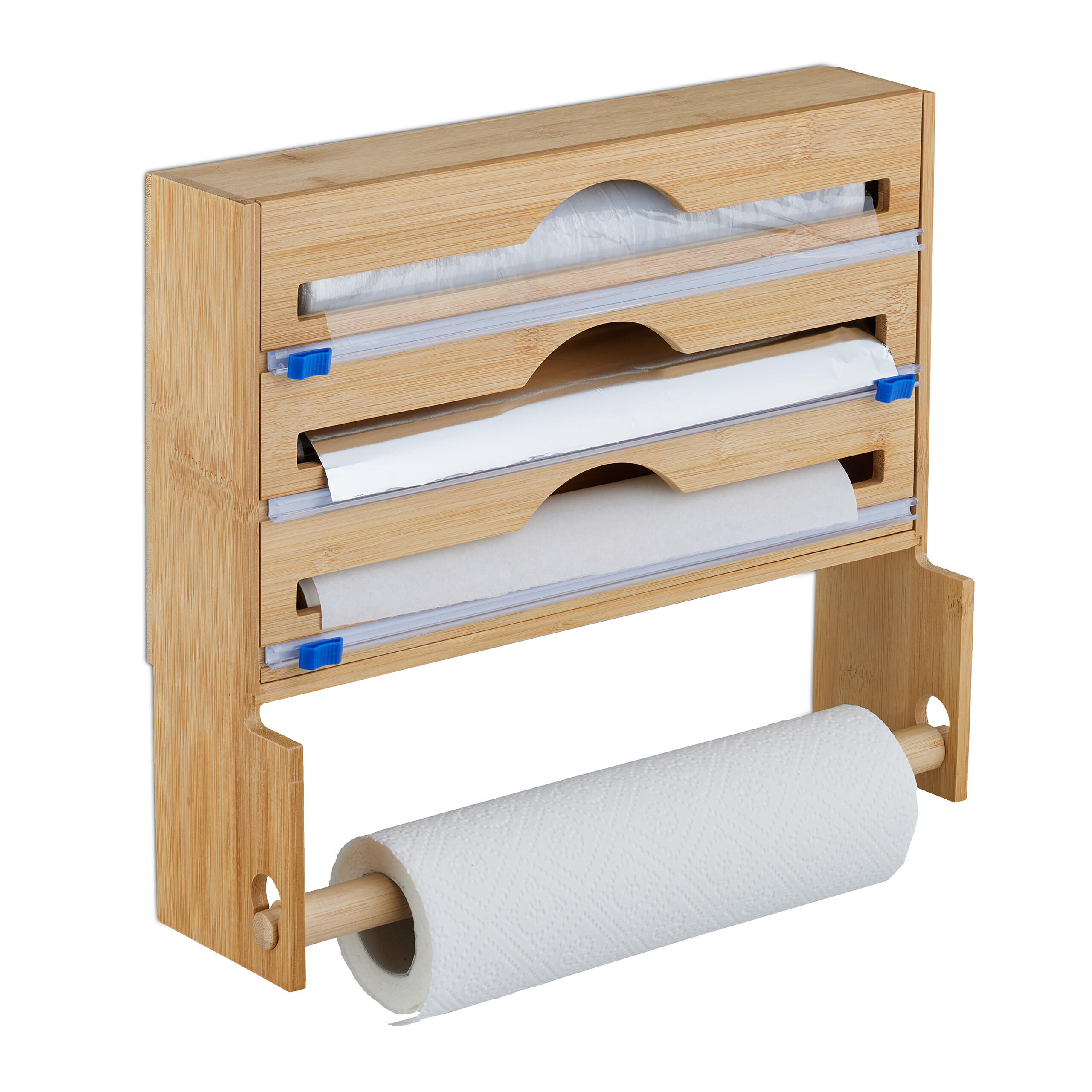 FOLIENSPENDER - Hellbraun, Holz/Holzwerkstoff (36/31/10cm) - Relaxdays