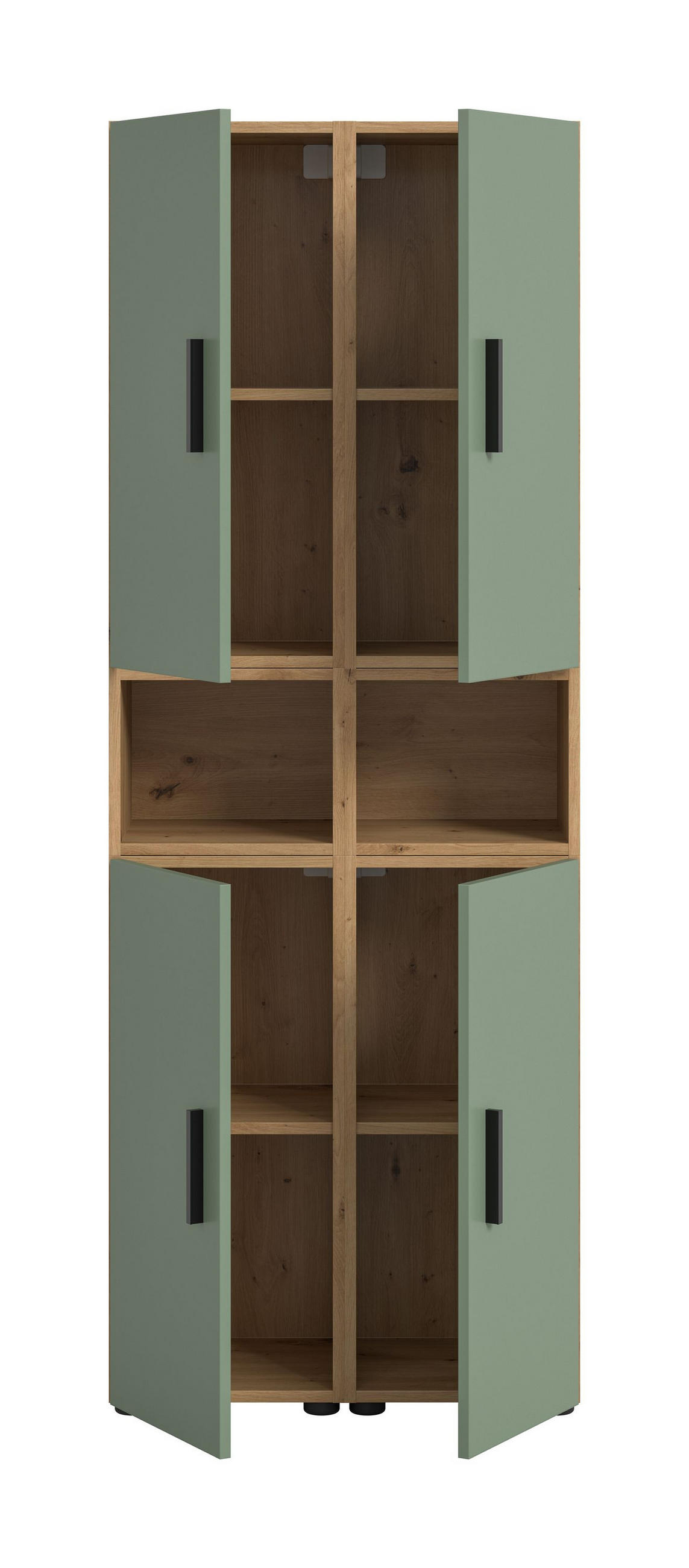 WOHNKOMBINATION THE ONE (B/H/T: ca. 65/178/34 cm) in Artisan Oak Nachbildung/Smoke Green - Eiche Artisan, Holzwerkstoff (65/178/34cm)