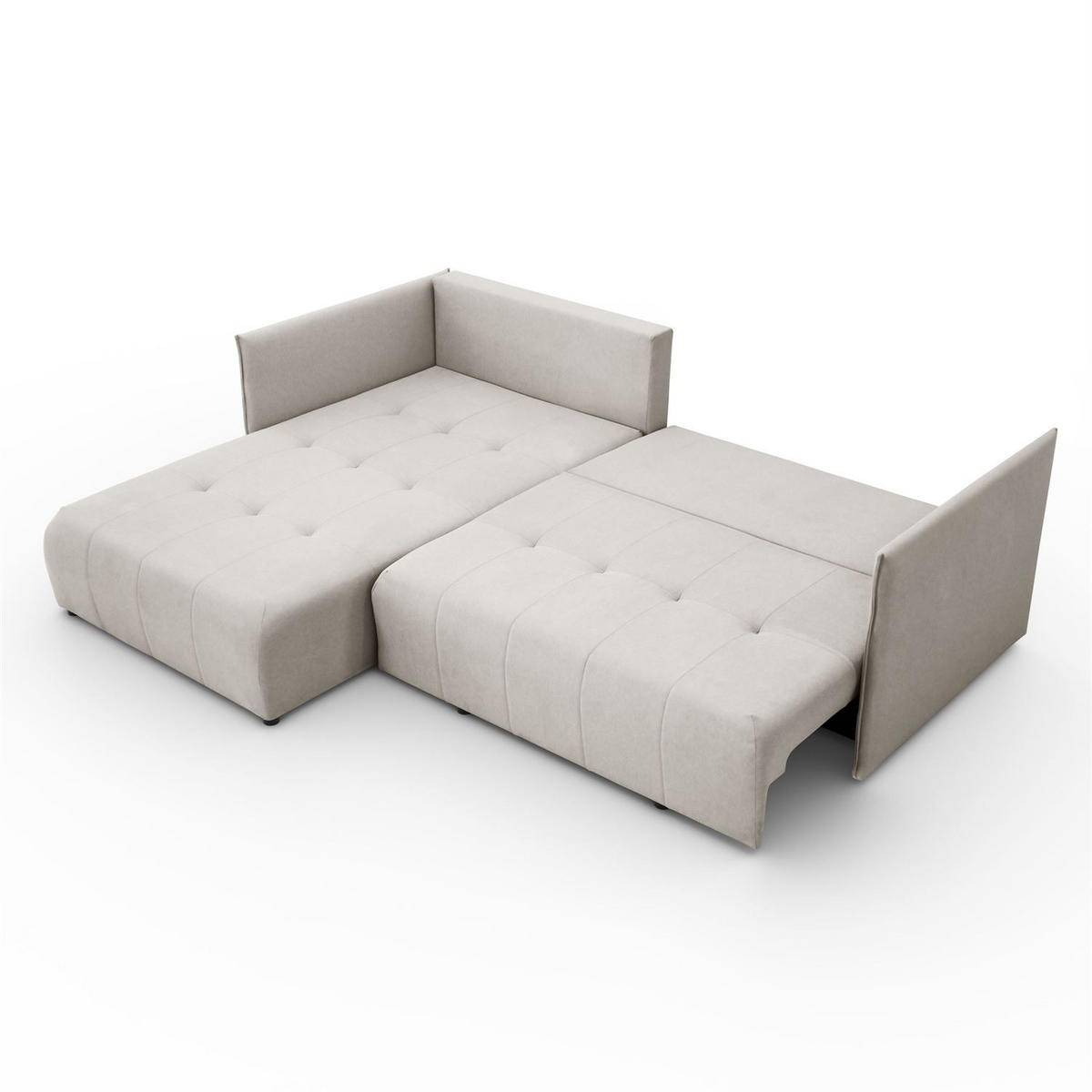 ECKSOFA APOLLO L mit Schlaffunktion und Bettkasten – linke Seite - Ecru, Textil (246/188cm) - Lookway
