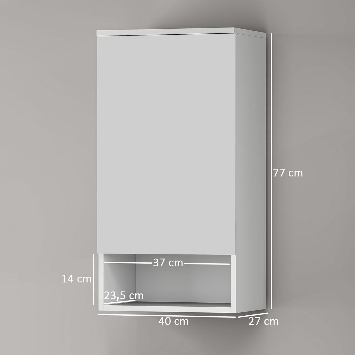 HÄNGESCHRANK Wandschrank Badezimmerschrank mit Türen, verstellbaren Ablagen - Weiß, Holz (27/77/40cm) - HOMCOM