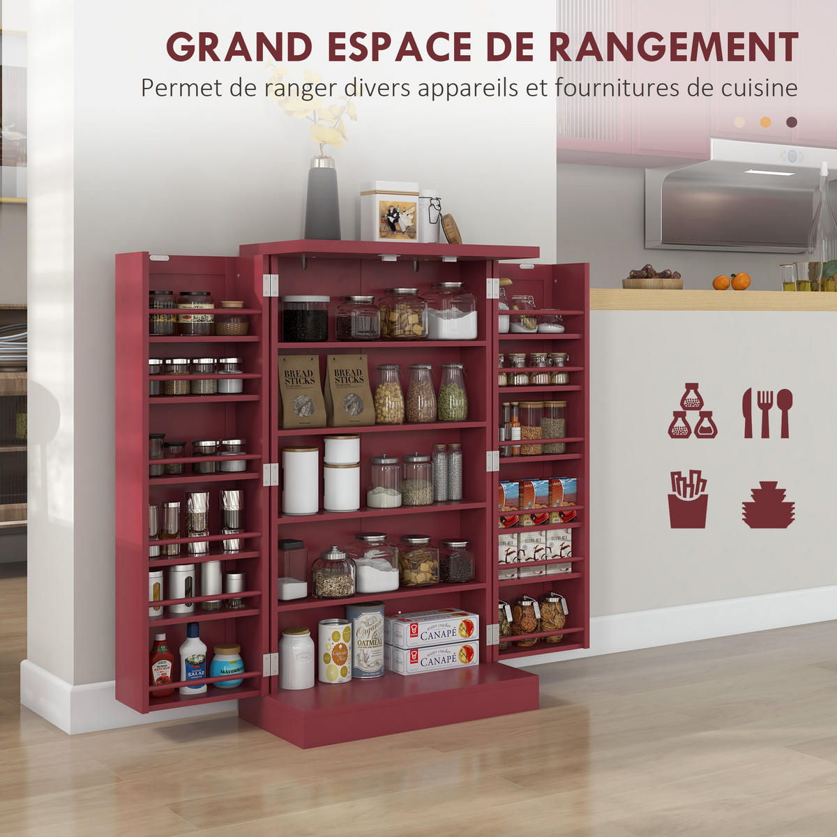MEHRZWECKSCHRANK DE-11143 5 Böden Rot - Rot, Holzwerkstoff (30/104/60cm) - ComfortXL