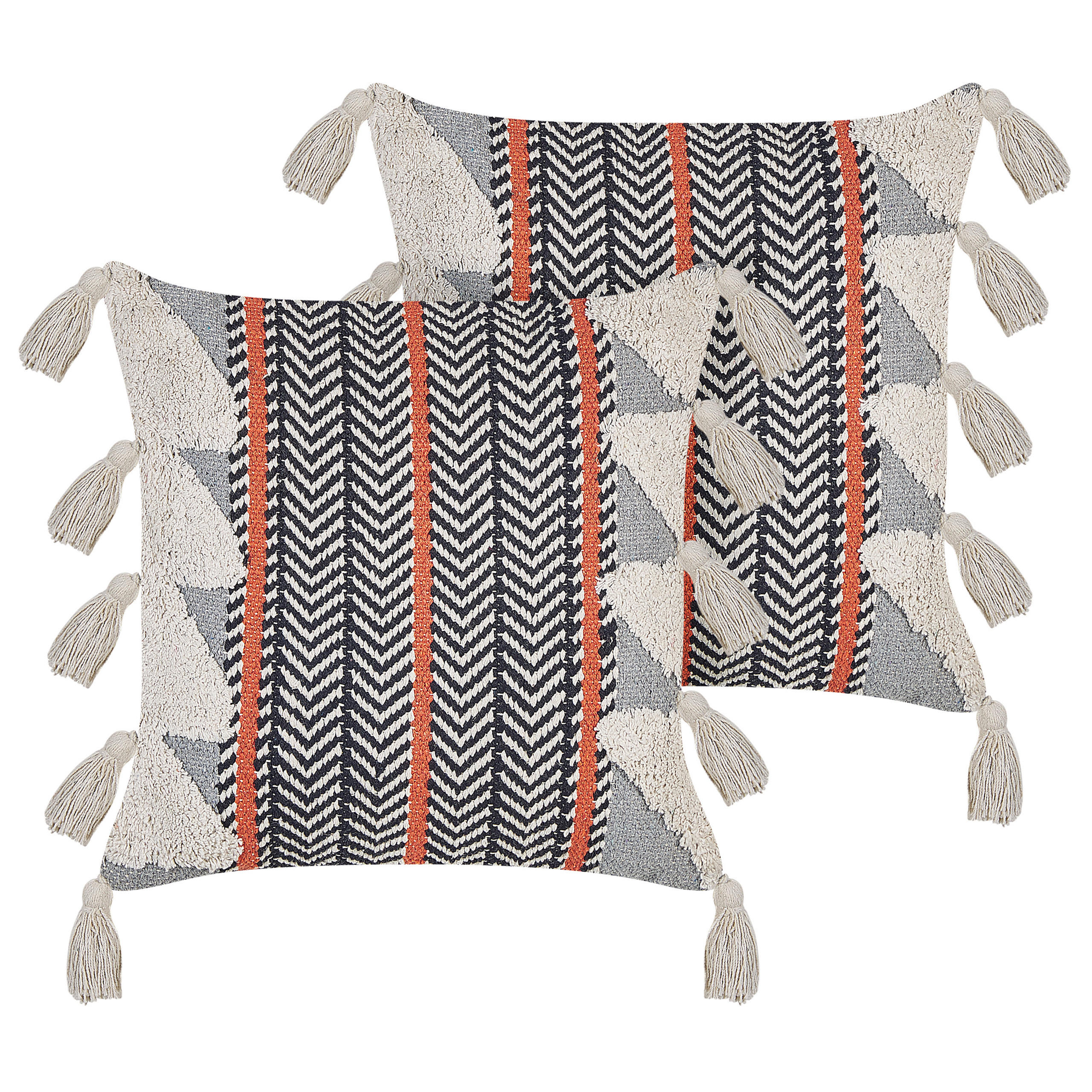 DEKOKISSEN 2er-Set Grau 45/45 cm Bouvardia - Grau, Naturmaterialen/Textil (45/45cm) - Beliani