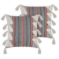 DEKOKISSEN 2er-Set Grau 45/45 cm Bouvardia - Grau, Naturmaterialen/Textil (45/45cm) - Beliani