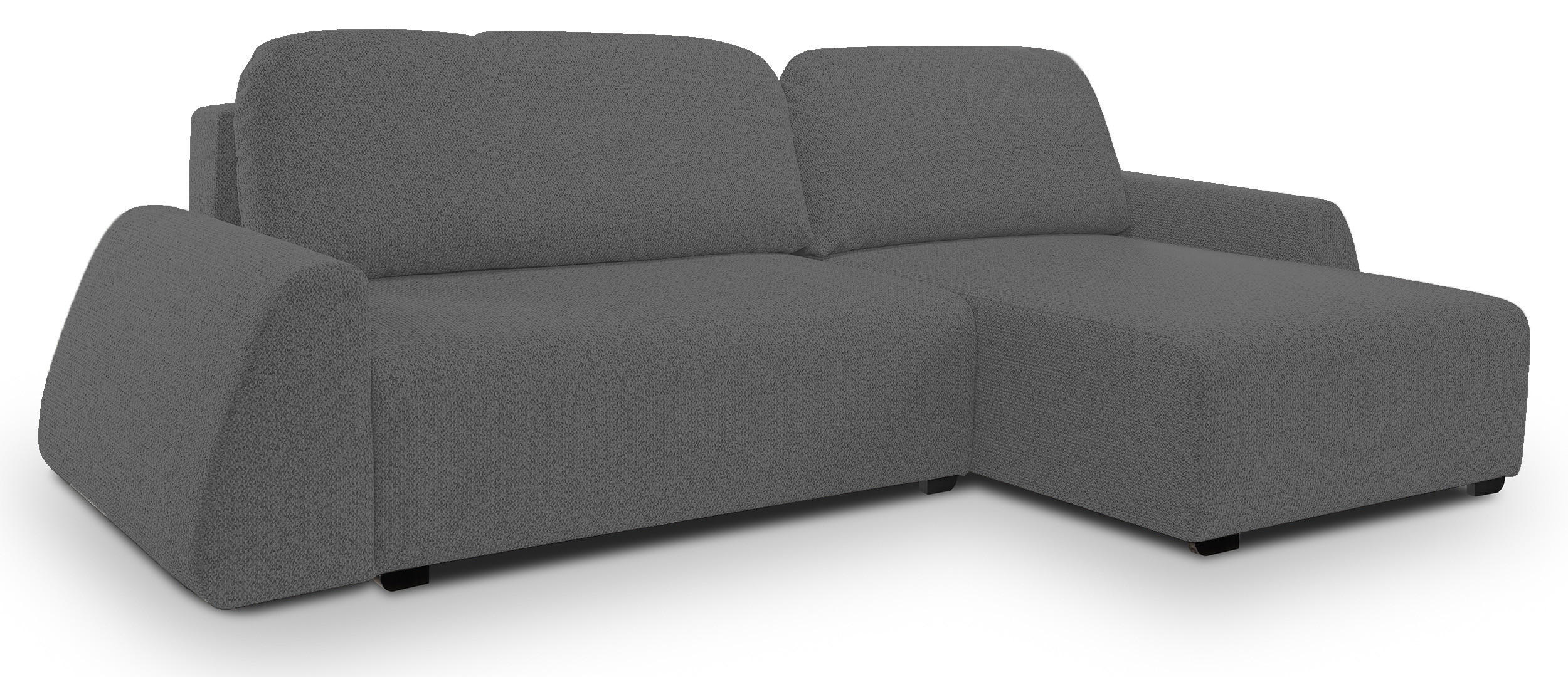 ECKSOFA ALMI mit Schlaffunktion, Bettkasten, Wellenfedern, Komfortable Sitzpolsterung, Elegantes Design, Rechte, 160x275 cm, Grau - Grau, Holz/Textil (275/160cm) - DomoHome
