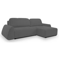 ECKSOFA ALMI mit Schlaffunktion, Bettkasten, Wellenfedern, Komfortable Sitzpolsterung, Elegantes Design, Rechte, 160x275 cm, Grau - Grau, Holz/Textil (275/160cm) - DomoHome