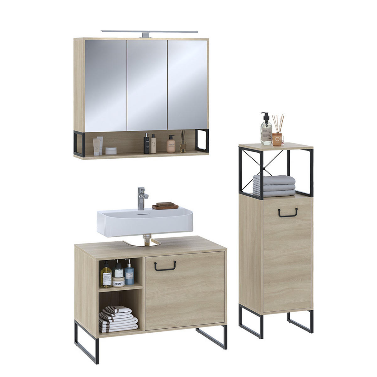 KOUPELNOVÝ NÁBYTEK Vionna Dub - černá/barva dubu, kompozitní dřevo (80/60/45.5cm) - Vicco