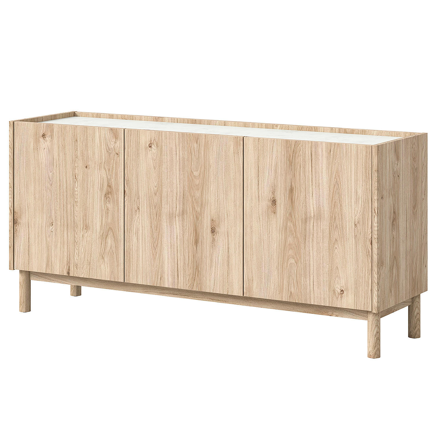 SIDEBOARD - Marmor Weiß Dekor / Eiche Hickory Dekor - Weiß, Holzwerkstoff (148/71/42cm) - home24