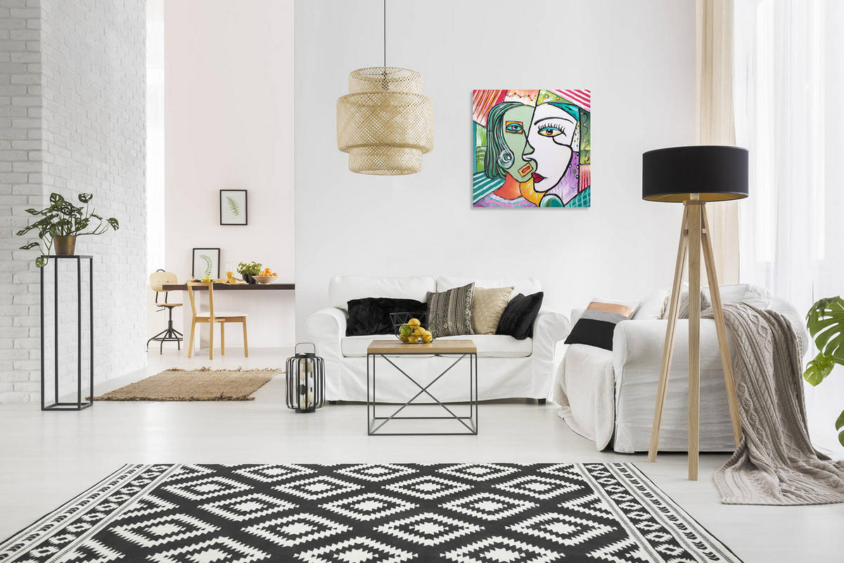 RUČNE MAĽOVANÝ AKRYLOVÝ OBRAZ 80/80 cm, viacfarebný, abstraktný dekoratívny motív - viacfarebná, drevo/textil (80/80cm) - KUNSTLOFT