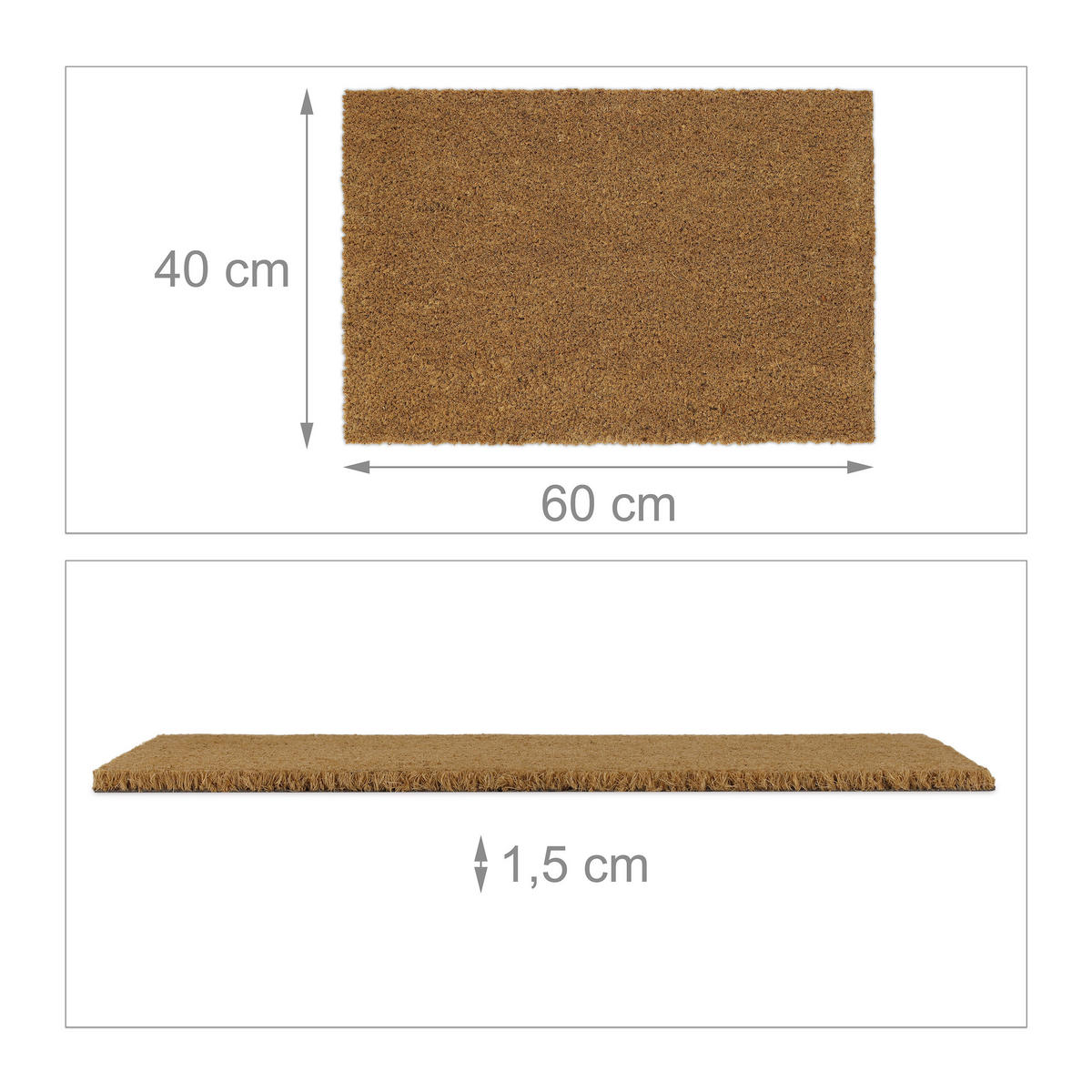 FUSSMATTE - Hellbraun, Kunststoff/Textil (60/40cm) - Relaxdays