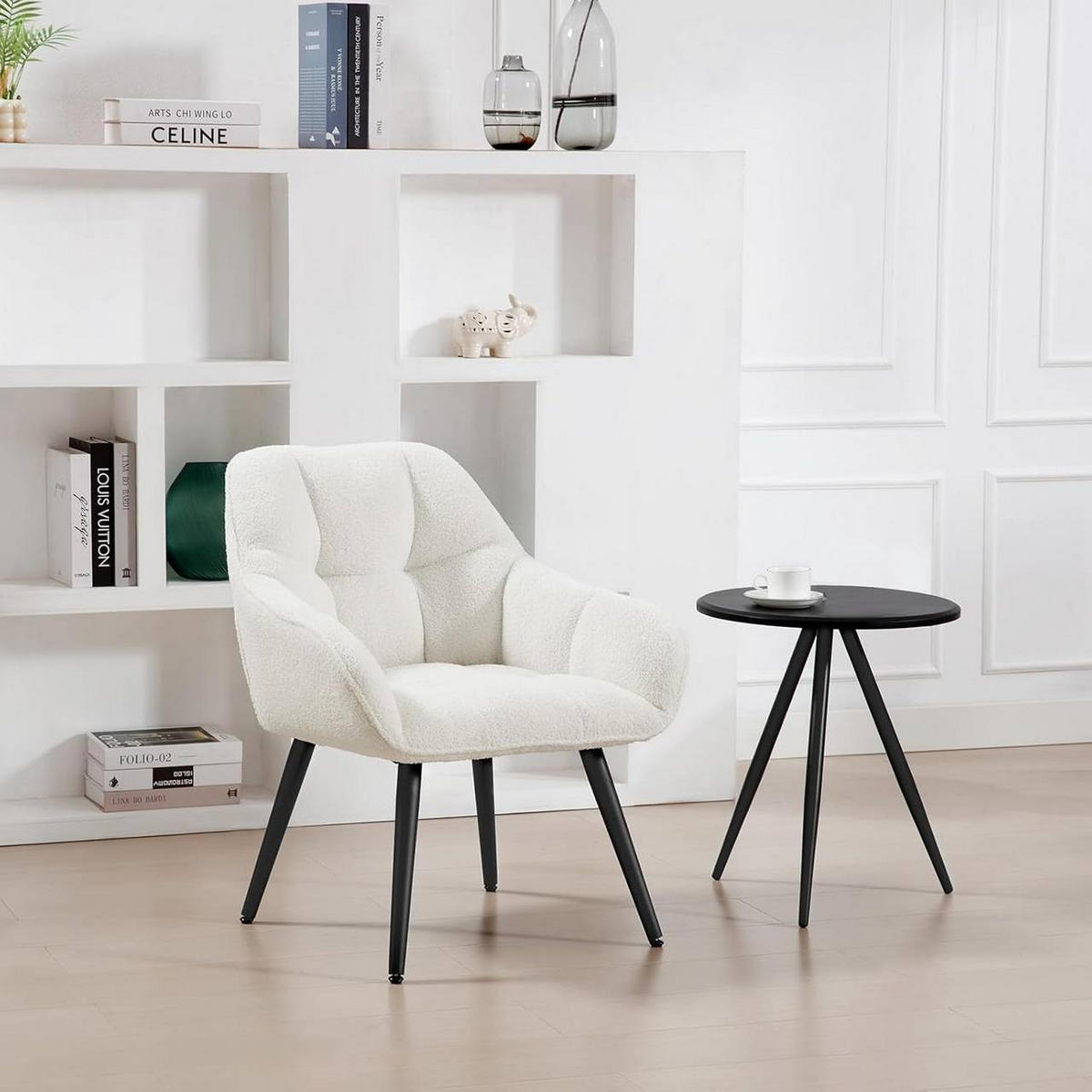 RELAXSESSEL Frottee, mit Metallbeinen, Creme - Creme/Schwarz, Kunststoff/Textil (64/78.5/68.5cm) - Woltu