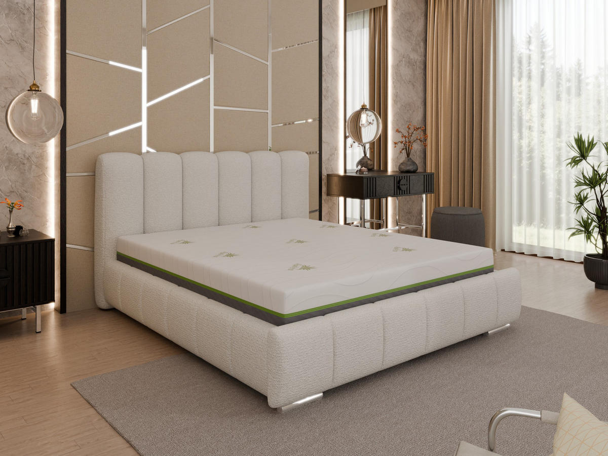 POLSTERBETT Zaira 160x200cm – Elegantes Polsterbett für modernen Wohnstil , ZONIERTE TASCHENFEDERN KOKOS (21cm), cappuccino - Cappuccino, Holz (160/200cm) - Homesy