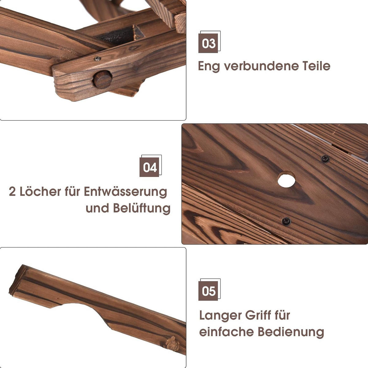 BLUMENWAGEN Holz, Pflanzwagen 4 Rädern Braun - Braun, Holz (43/54/120cm) - COSTWAY