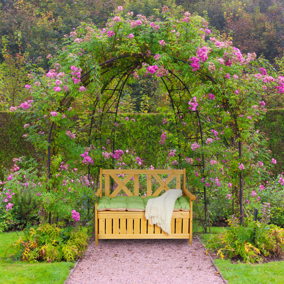 GARTENBANK - Hellbraun, Holz (115/85/60cm) - Relaxdays