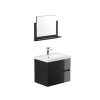 BADMÖBELSET WANGEROOGE DELUXE M - Schwarz, M - Schwarz, Holz/Keramik (50/2/60cm) - Home Deluxe