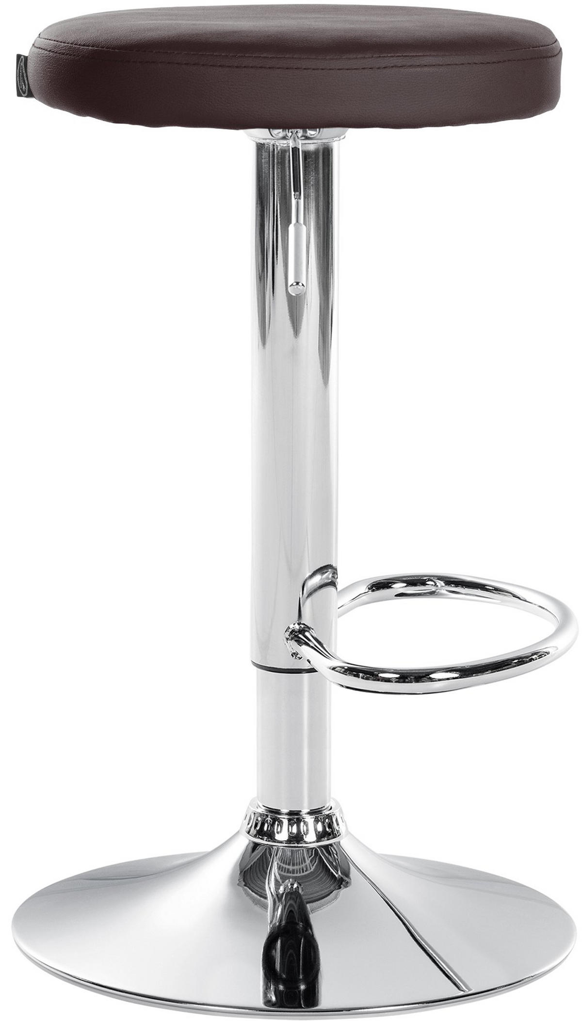 BARHOCKER Pontius Kunstleder chrom braun - Chromfarben/Braun, Kunststoff/Metall (38.5/81/38.5cm) - TPFLiving