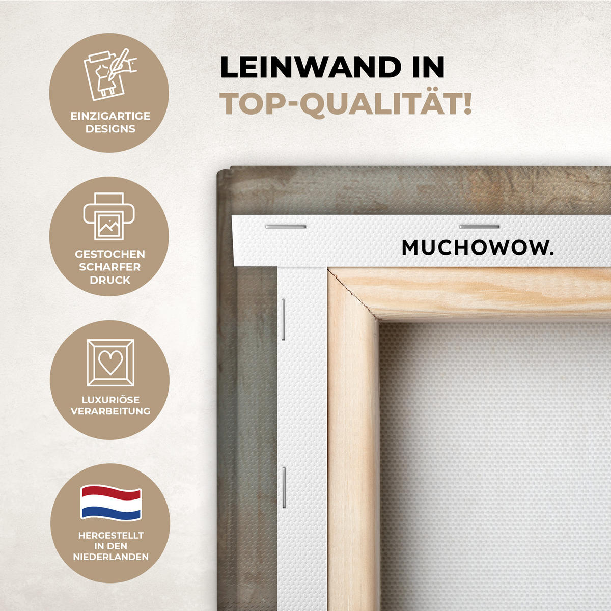 LEINWANDBILD Abstrakt - Kreuz - Hand - Christentum Deko Groß 90x90 cm - Hellbraun, Textil (90/90cm) - MuchoWow