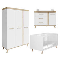 BABYZIMMER-SET Smile 3-teilig - Weiß, Holzwerkstoff (76/90.5/142cm) - Roba