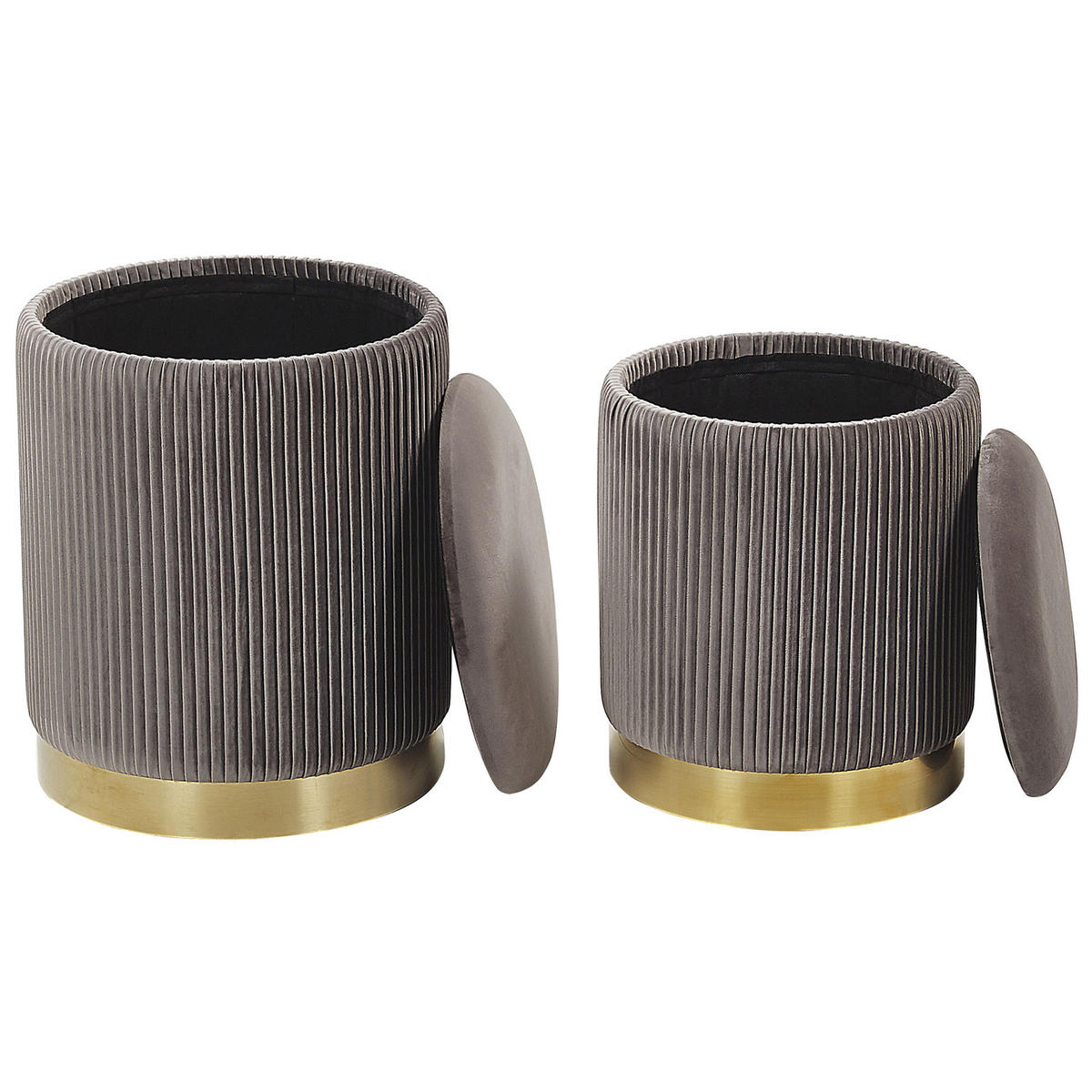 POUF 2er-Set Grau Miramar - Grau, Textil (35/44/35cm) - Beliani