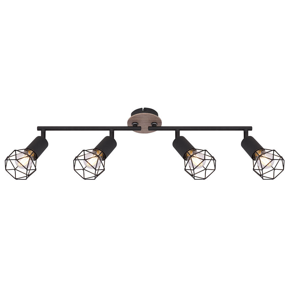 DECKENLEUCHTE Metall Holzoptik Schwarz - Schwarz, Holz (60/10/21.5cm) - Globo Lighting
