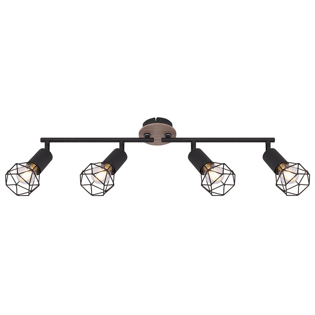 DECKENLEUCHTE Metall Holzoptik Schwarz - Schwarz, Holz (60/10/21.5cm) - Globo Lighting