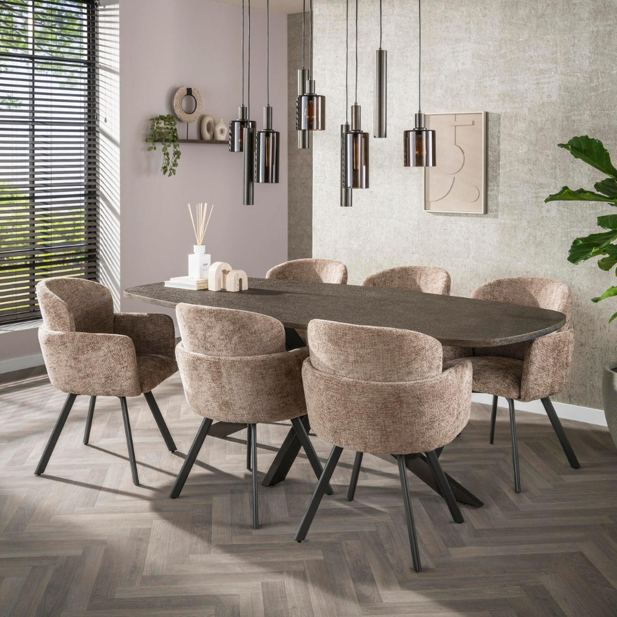 ESSTISCH BRONVIK GRANDE Dänisch-Ovaler Tisch in Liquid-Metall Bronze - Braun, Holz (215/105/77cm) - alesvelt