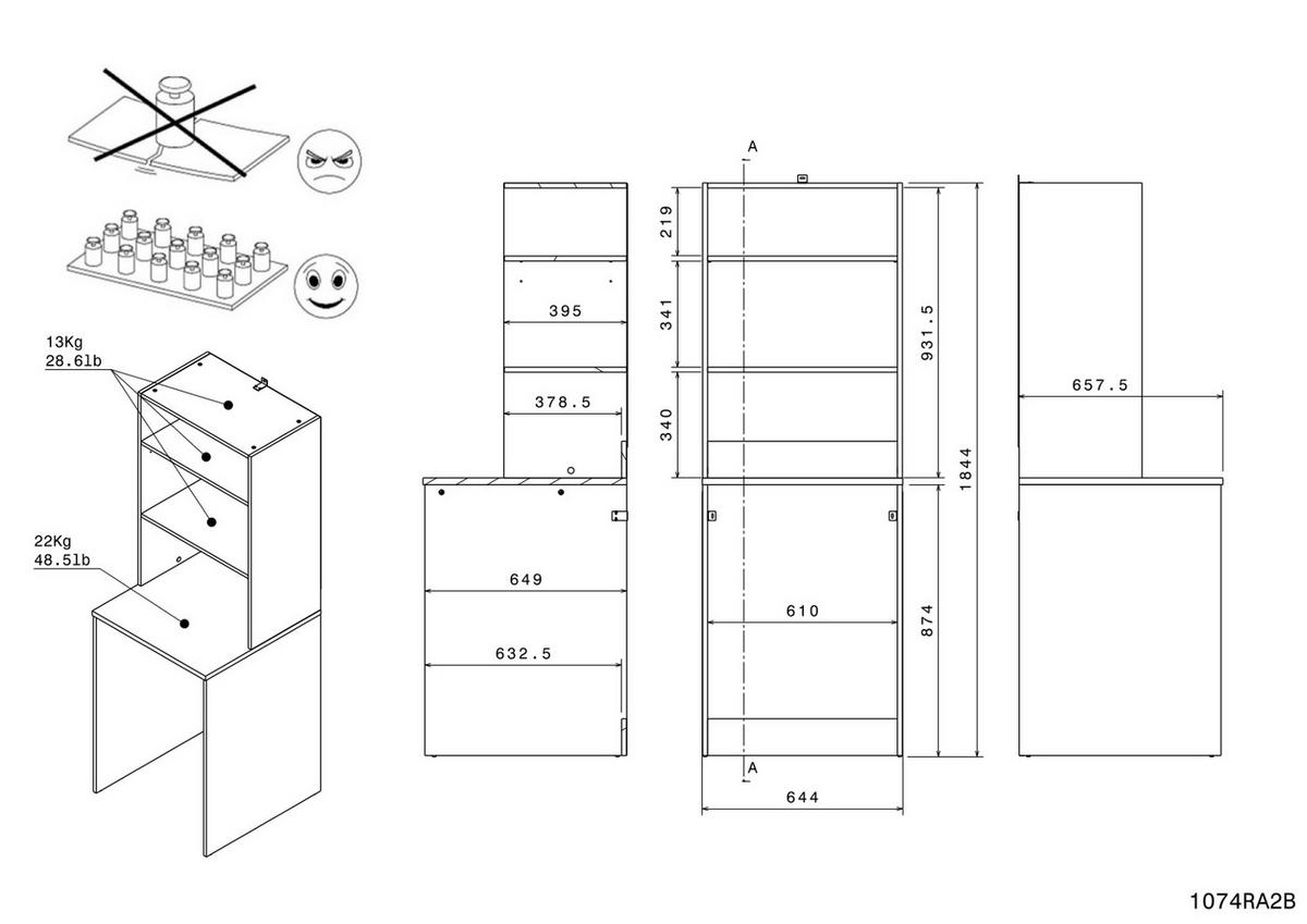 WASCHMASCHINENSCHRANK weiß, Eiche Jackson, Umbauschrank Set 2-teilig 111 cm mit viel Stauraum - Eichefarben/Silberfarben, Holzwerkstoff/Kunststoff (111/184/67cm) - Parisot Meuble