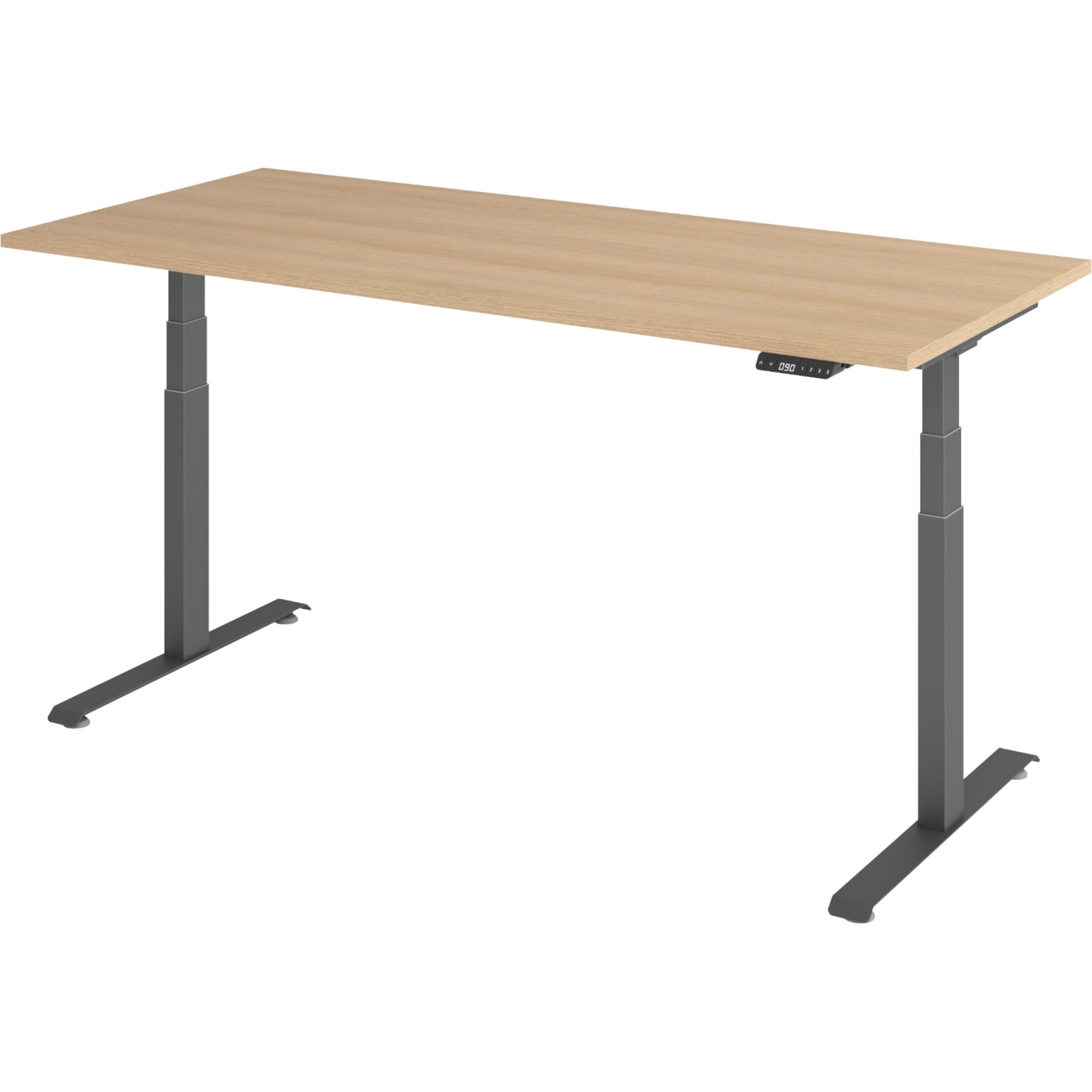 SCHREIBTISCH elektrisch 80/180/74 cm in Eichefarben/Graphitfarben - Eichefarben/Graphitfarben, Holzwerkstoff (80/180/74cm) - bümö