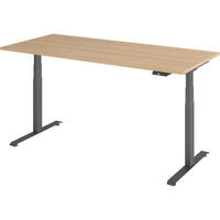 SCHREIBTISCH elektrisch 80/180/74 cm in Eichefarben/Graphitfarben - Eichefarben/Graphitfarben, Holzwerkstoff (80/180/74cm) - bümö