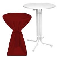 STEHTISCH Sylt Ø 70cm Weiß mit Premium Stehtischhusse Ø 70cm Bordeaux - Bordeaux, Kunststoff/Textil (70/70/110cm) - Beautissu 