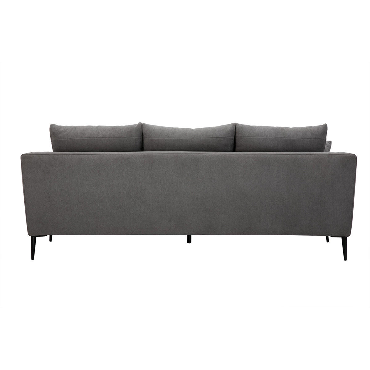 SOFA 3-Sitzer Grauer Stoff Samtdesign Schwarzes Metall JERRY - Hellgrau, Textil (93/84/209cm) - Miliboo