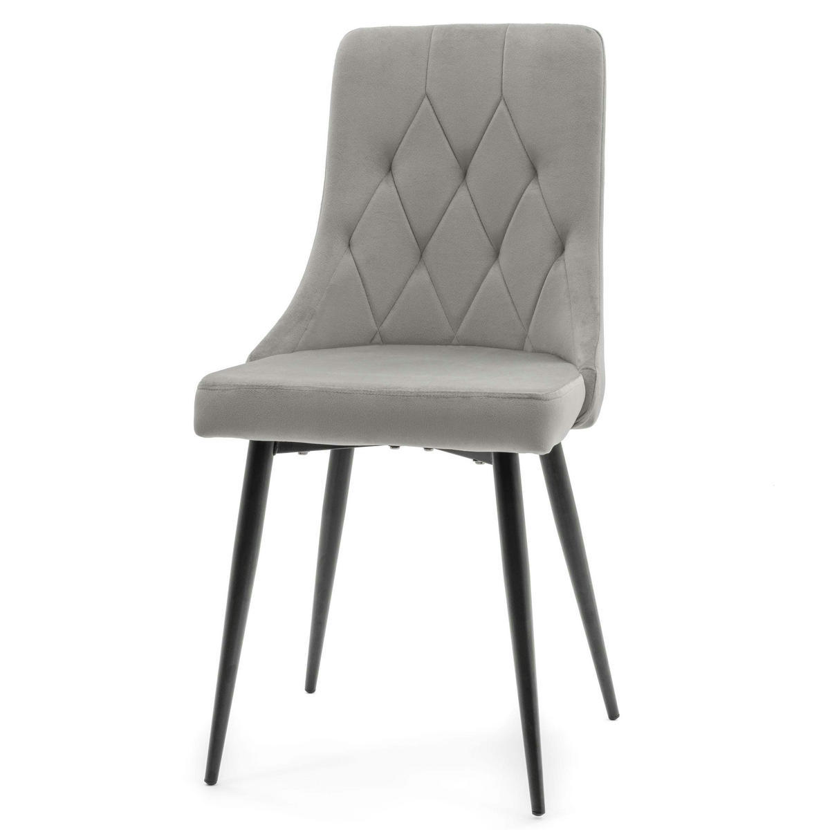 STUHL CAREN gepolstert mit Steppung - hell grau - Samt Velours - Hellgrau/Schwarz, Metall (50/94/65cm) - NEW HOME
