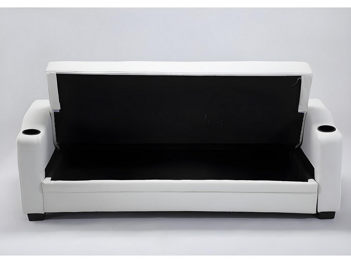 SCHLAFSOFA - 3 Personen - Kunstleder - Weiß - - Weiß, Leder (197/83/89cm) - Vente-Unique