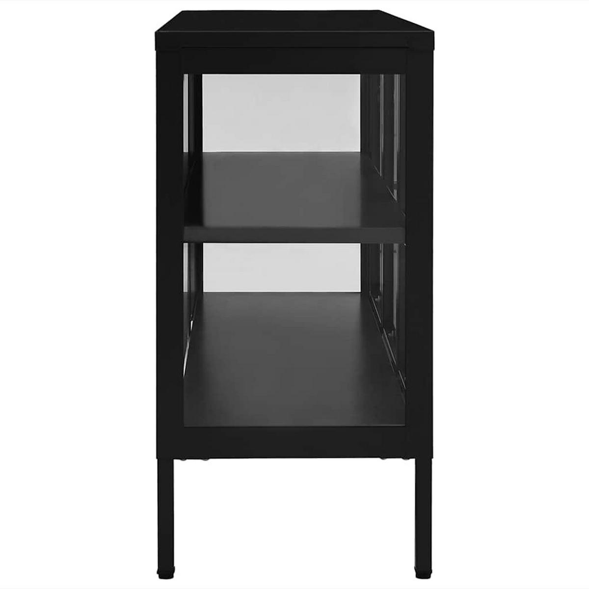 SIDEBOARD Schwarz 70/35/70 Cm Stahl Und Glas - Schwarz, Metall (105/70/35cm) - vidaXL