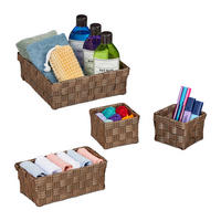 4XÚLOŽNÝ kôš - hnedá, kov/plast (23.5/23.5/8.5cm) - Relaxdays