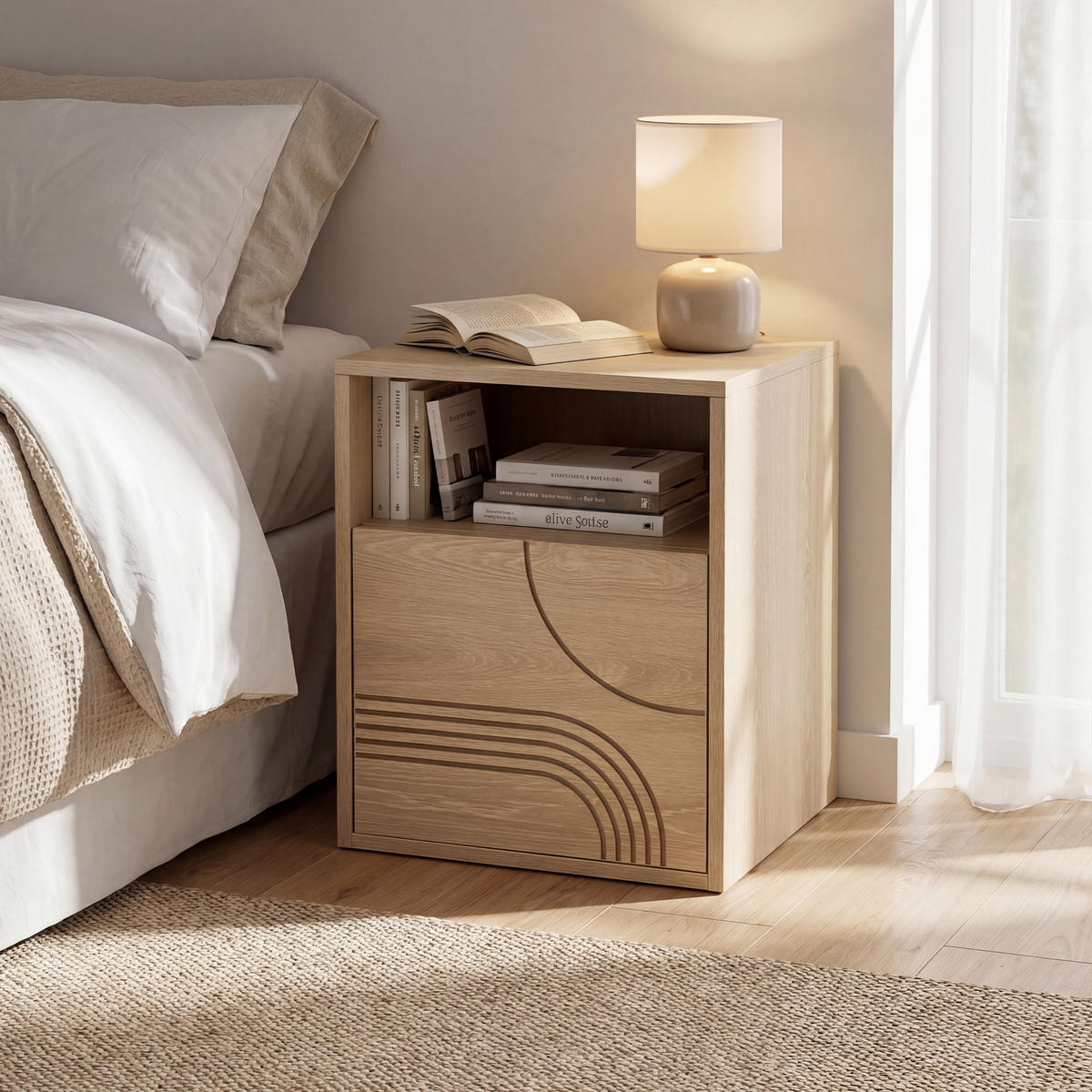 NACHTTISCH 2er-Set Saskia aus Eiche skandinavischen - Eichefarben, Holz (40/49.5/36cm) - Casanoov