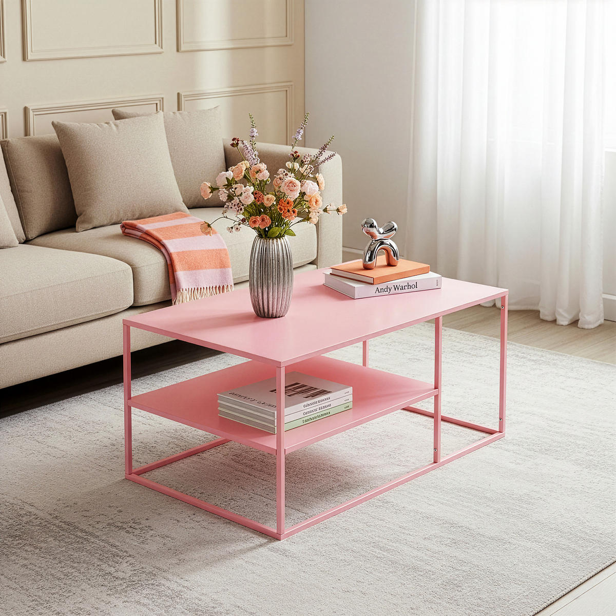 COUCHTISCH Solund 45/90/60 cm - Pink, Metall (60/90/45cm) - [en.casa]