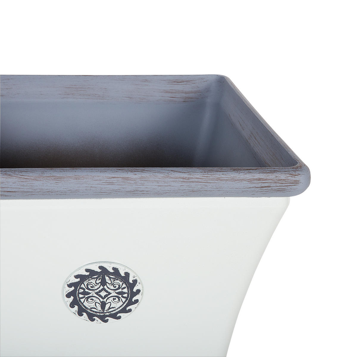 BLUMENTOPF weiß quadratisch 32/32/31 cm Elateia - Blau/Weiß, Stein (31cm) - Beliani